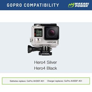 Wasabi Power HERO4 Battery (x2) and USB Triple Charger for GoPro AHDBT-401, Hero 4