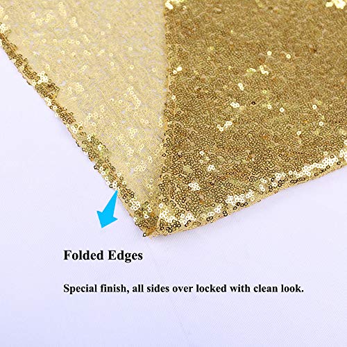 TRLYC Gold Sequin Backdrop Wedding Photography Backdrop 2ftx8ft (2Pack)