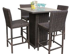tk classics venice-pub-kit-4 venice pub 5 piece table set with barstools outdoor wicker patio furniture