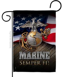 marine semper fi garden flag – armed forces usmc united state american military veteran retire official – house decoration banner small yard gift double-sided made in usa 13 x 18.5