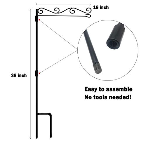 Garden Flag Stand Flagpole,Sturdy Wrought Iron Garden Flag Holder Include Yard Flag Pole Clip for Season Garden Flags (Without Flag) (2 Pack)