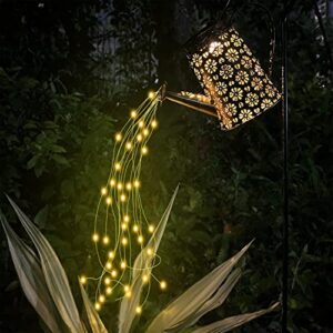 QOCNAM Solar Watering Can with Lights, Retro Metal Hanging Solar Lantern with String Lights, Solar Lanterns Outdoor Waterproof Garden Decor, Star Art Lamp Decorative for Walkway Backyard Patio Lawn