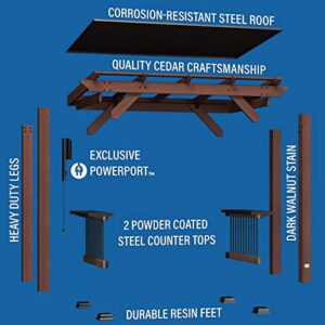 Backyard Discovery Saxony Wooden Grill Gazebo, Insulated Steel Roof, Cook Station, Barbeque, Patio, Deck, Withstand Wind and Snow, Corrosion Resistant, Reduce Heat Transfer, Power Ports