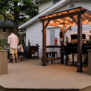 Backyard Discovery Saxony Wooden Grill Gazebo, Insulated Steel Roof, Cook Station, Barbeque, Patio, Deck, Withstand Wind and Snow, Corrosion Resistant, Reduce Heat Transfer, Power Ports