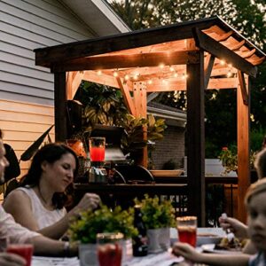 Backyard Discovery Saxony Wooden Grill Gazebo, Insulated Steel Roof, Cook Station, Barbeque, Patio, Deck, Withstand Wind and Snow, Corrosion Resistant, Reduce Heat Transfer, Power Ports