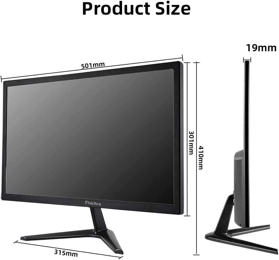 22 Inch 1080P Thin LED Monitor with HDMI VGA Built in Speaker Compatible with CCTV Security DVR NVR