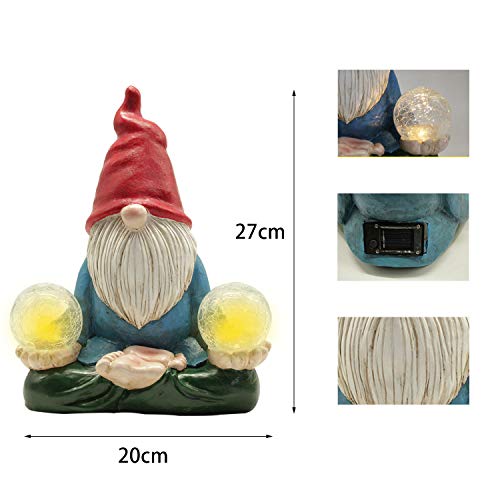 Solar Garden Gnomes Decorations Funny Zen Glowing Naughty Sculpture Statue Outdoor Yard Lawn Decor Resin