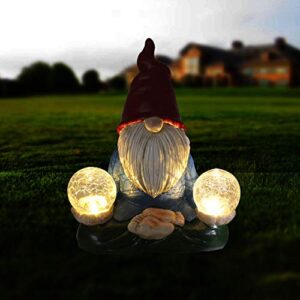 Solar Garden Gnomes Decorations Funny Zen Glowing Naughty Sculpture Statue Outdoor Yard Lawn Decor Resin