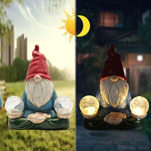 Solar Garden Gnomes Decorations Funny Zen Glowing Naughty Sculpture Statue Outdoor Yard Lawn Decor Resin