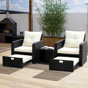 wicker outdoor patio furniture set: rattan convertible patio furniture sets with ottoman waterproof cushion outdoor furniture set easy assemble patio chairs for outdoor porch backyard