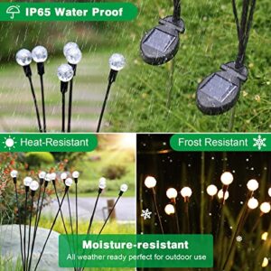 KHTO Solar Firefly Lights Outdoor Waterproof，Solar Crystal Ball Starburst Swaying Garden Decorative Lights for Yard Patio Pathway Decoration (2Pack-Warm White)