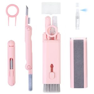 7-in-1 electronic cleaner kit – portable cleaning for airpods laptop, keyboard, with cleaning pen brush spray for phone ipad computer screen/keyboard/headphones/bluetooth earphones (pink)