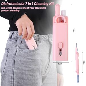 7-in-1 Electronic Cleaner Kit - Portable Cleaning for Airpods Laptop, Keyboard, with Cleaning Pen Brush Spray for Phone iPad Computer Screen/Keyboard/Headphones/Bluetooth Earphones (Pink)