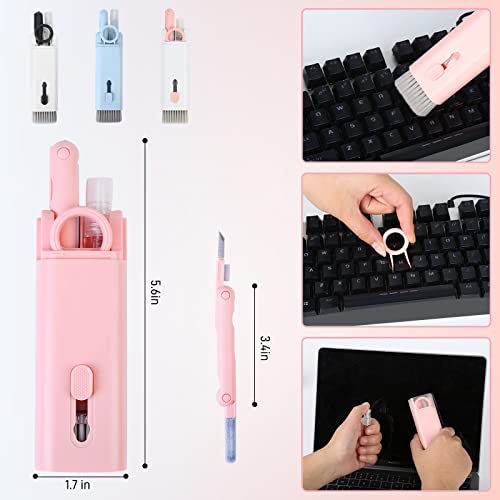 7-in-1 Electronic Cleaner Kit - Portable Cleaning for Airpods Laptop, Keyboard, with Cleaning Pen Brush Spray for Phone iPad Computer Screen/Keyboard/Headphones/Bluetooth Earphones (Pink)