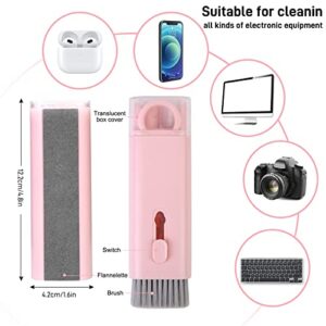 7-in-1 Electronic Cleaner Kit - Portable Cleaning for Airpods Laptop, Keyboard, with Cleaning Pen Brush Spray for Phone iPad Computer Screen/Keyboard/Headphones/Bluetooth Earphones (Pink)