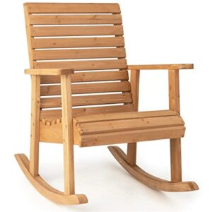 pdgjg patio wooden rocking chair high back fir armchair garden yard
