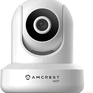 Amcrest 4MP UltraHD Indoor WiFi Camera, Security IP Camera with Pan/Tilt, Two-Way Audio, Night Vision, Remote Viewing, 2.4ghz, 4-Megapixel @30FPS, Wide 90° FOV, IP4M-1041W (White)