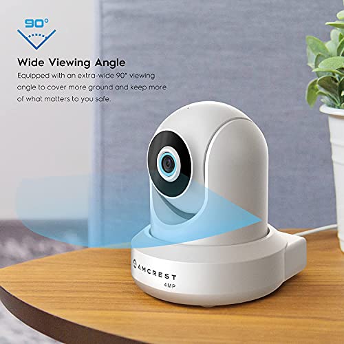 Amcrest 4MP UltraHD Indoor WiFi Camera, Security IP Camera with Pan/Tilt, Two-Way Audio, Night Vision, Remote Viewing, 2.4ghz, 4-Megapixel @30FPS, Wide 90° FOV, IP4M-1041W (White)