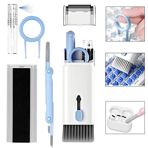 Revolutionary 7-in-1 Cleaner Kit for Airpods 1/2/3/ Pro Headphones Earbuds and Case & Keyboard, Deep Cleaning Tools with Screen Cleaner for iPhone, Wireless Bluetooth Earphones,Laptop and Camera