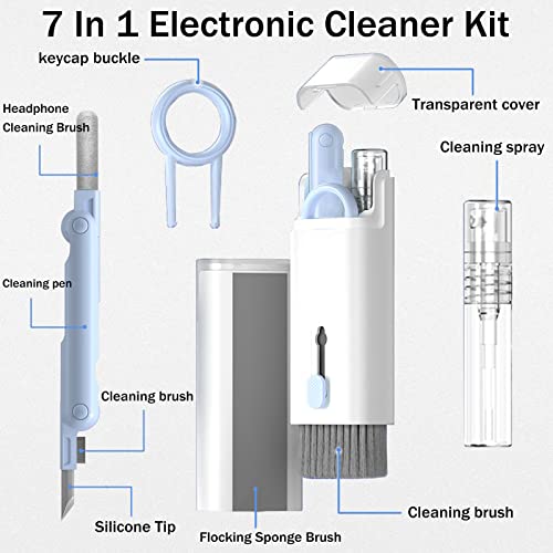 Revolutionary 7-in-1 Cleaner Kit for Airpods 1/2/3/ Pro Headphones Earbuds and Case & Keyboard, Deep Cleaning Tools with Screen Cleaner for iPhone, Wireless Bluetooth Earphones,Laptop and Camera