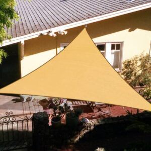 belle dura 16’x16’x16′ triangle sand sun patio shade sail canopy use for patio backyard lawn garden outdoor awning shade cover-185 gsm-block 98% of uv radiation-5years warranty