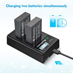 Powerextra 2 Pack LP-E12 Battery and Dual USB Charger Smart LCD Display Compatible with Canon LP-E12 Battery and Canon SX70 HS Rebel SL1 M M2 M10 M50 M100 Mirrorless Digital Cameras