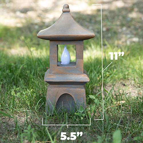 VP Home Pagoda Garden Statues Outdoor, Solar Powered Statue Japanese Garden Decor, Outdoor Zen Garden Lantern, Flickering LED Garden Light (Harmony Pagoda)