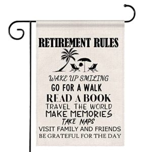 pofull retirement rules garden flag retirement yard sign retired nurse teacher coworker (retirement rules flag)