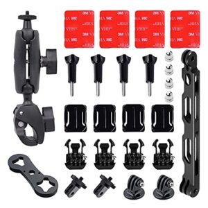 motorcycle accessory bundle for insta360 one x2, x3, one x, one r, rs, gopro hero max, fusion, dji osmo action 2 camera