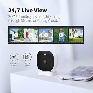 VIMTAG Mini G3 Outdoor/Indoor Cameras for Home Security with Full-Color Night Vision Spotlight, Plug-in Outside Cam with 24/7 Record& IP65 Waterproof, Cloud/SD Storage, Works with 2.4Ghz WiFi & Alexa