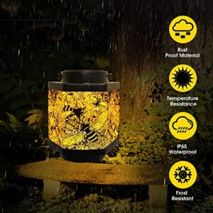 Solar Lanterns Lights Outdoor Hanging Lantern Garden Metal Waterproof LED Lantern Decor with bee Pattern Lights Solar Lamp Solar Lantern Table Lights for Desk Lawn Patio Pathway Landscape