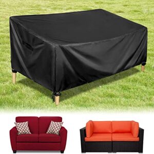 hiraliy 2-seater patio sofa covers waterproof, patio loveseat cover for winter, heavy duty patio furniture covers for lounge deep seat chairs couch bench, 57.8″ l x 35″ w x 27.5″ h