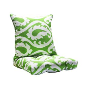 outdoor waterproof decorative seat cushions set for patio furniture, 20×20 inch fade resistant tufted chair cushions and patio garden throw pillows with inserts for couch bed sofa, paisley green