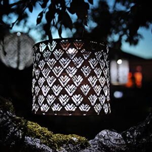 Allsop Home and Garden Soji Stella Drum LED Outdoor Solar Lantern, Handmade with Weather-Resistant Fabric for Patio or Garden, Color (Copper)