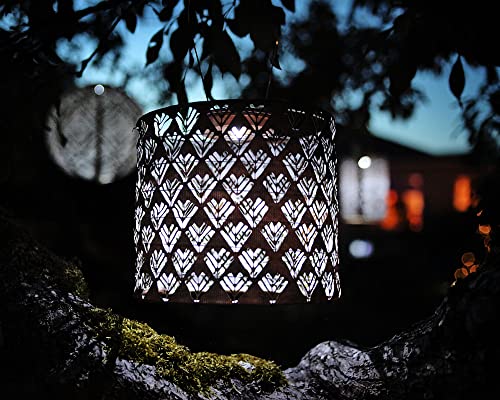 Allsop Home and Garden Soji Stella Drum LED Outdoor Solar Lantern, Handmade with Weather-Resistant Fabric for Patio or Garden, Color (Copper)