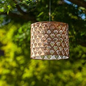 Allsop Home and Garden Soji Stella Drum LED Outdoor Solar Lantern, Handmade with Weather-Resistant Fabric for Patio or Garden, Color (Copper)