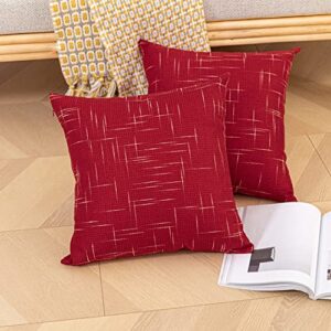 ugasa patio furniture pillow covers outdoor waterproof throw pillow cushion case, 2 pcs, 20 x 20(50cm), red
