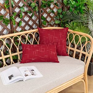 UGASA Patio Furniture Pillow Covers Outdoor Waterproof Throw Pillow Cushion Case, 2 Pcs, 20 x 20(50cm), Red