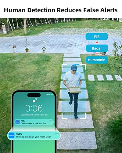 AOSU Security Cameras Wireless Outdoor, 5MP Ultra HD Wireless Security Camera System, 2 Camera kit with 166° Wide Angle, 240-Day Battery Life,Spotlight Camera, 32G Local Storage, No Monthly Fee