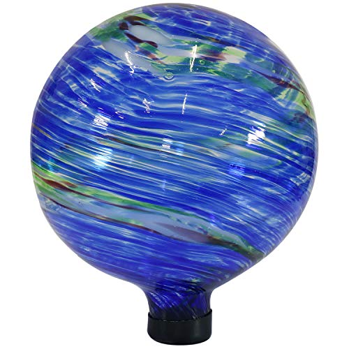 Sunnydaze 10-Inch Glass Outdoor Gazing Globe - Reflective Ball Yard Ornament for Patio or Lawn - Northern Lights