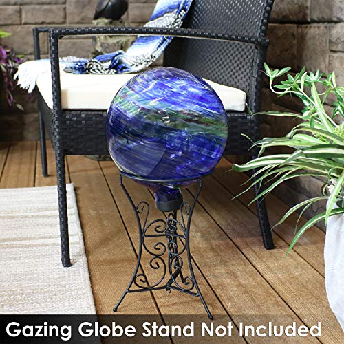 Sunnydaze 10-Inch Glass Outdoor Gazing Globe - Reflective Ball Yard Ornament for Patio or Lawn - Northern Lights