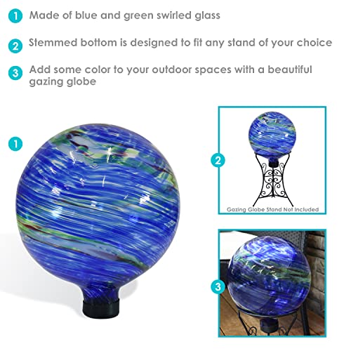 Sunnydaze 10-Inch Glass Outdoor Gazing Globe - Reflective Ball Yard Ornament for Patio or Lawn - Northern Lights