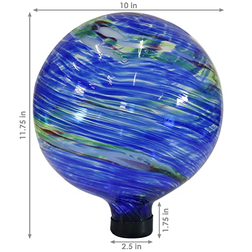 Sunnydaze 10-Inch Glass Outdoor Gazing Globe - Reflective Ball Yard Ornament for Patio or Lawn - Northern Lights