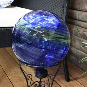 Sunnydaze 10-Inch Glass Outdoor Gazing Globe - Reflective Ball Yard Ornament for Patio or Lawn - Northern Lights