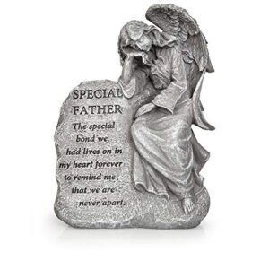 besti garden memorial stone angel – cold-cast ceramic graveyard remembrance decoration – outdoor sculpture and engraved design with special father quote – sympathy gift – 6-7/8″w x 3-1/4″d x 9-3/8″h