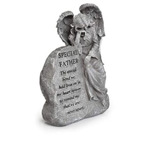 Besti Garden Memorial Stone Angel - Cold-Cast Ceramic Graveyard Remembrance Decoration - Outdoor Sculpture and Engraved Design with Special Father Quote - Sympathy Gift - 6-7/8"W x 3-1/4"D x 9-3/8"H