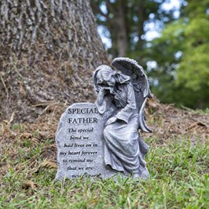 Besti Garden Memorial Stone Angel - Cold-Cast Ceramic Graveyard Remembrance Decoration - Outdoor Sculpture and Engraved Design with Special Father Quote - Sympathy Gift - 6-7/8"W x 3-1/4"D x 9-3/8"H