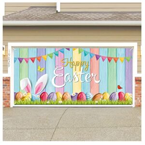 easter garage door decoration happy easter garage door banner large easter bunny egg spring flower cover background decal for outdoor indoor hanging party supplies 6 x 13 ft