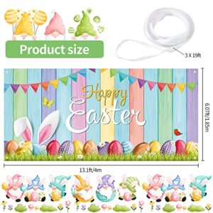 Easter Garage Door Decoration Happy Easter Garage Door Banner Large Easter Bunny Egg Spring Flower Cover Background Decal for Outdoor Indoor Hanging Party Supplies 6 x 13 ft