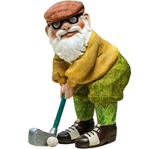 twig & flower the great golfing gnome 9″ gnomes decor the mini gnomes hand painted garden gnome – golfing garden gnome gifts designed